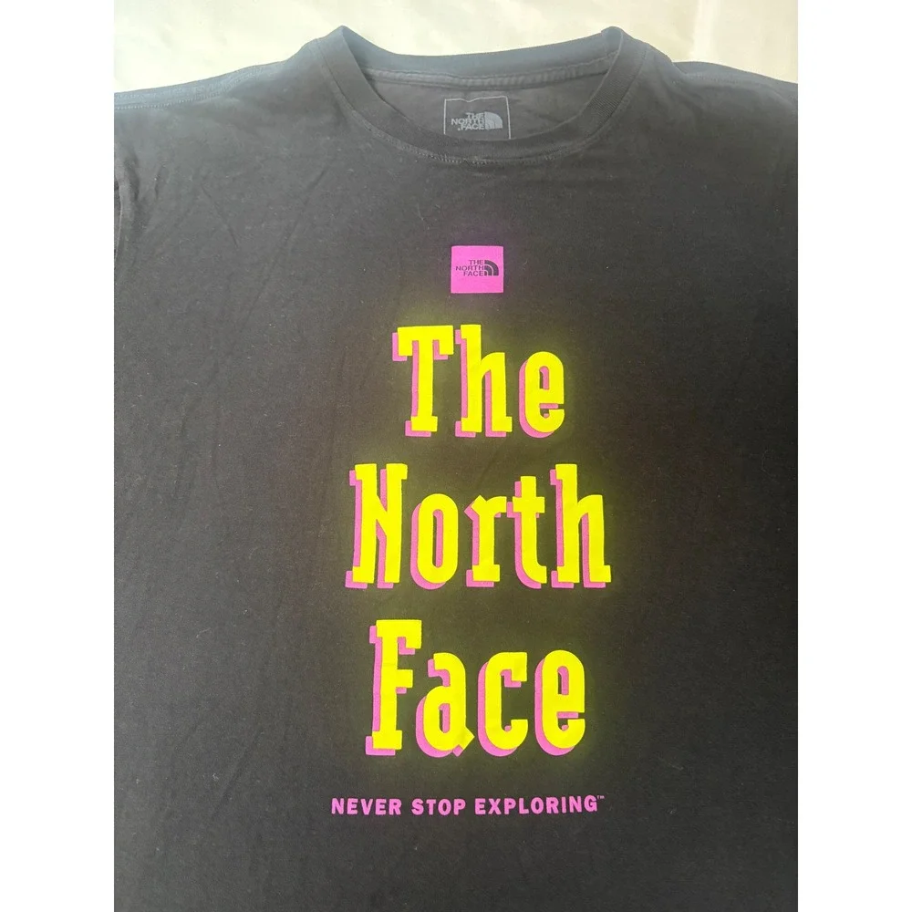 The North Face Graphic T-Shirt Mens L Black Excellent Short Sleeve Cotton Tee